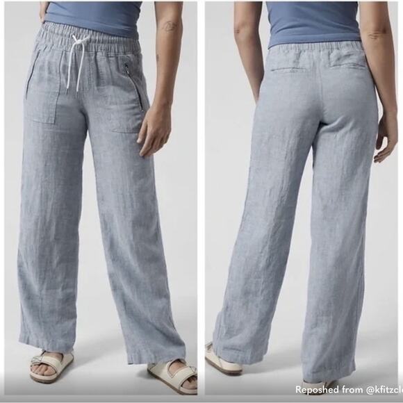 Athleta Cabo Linen Wide Leg Pants Size 8 - Picture 1 of 6